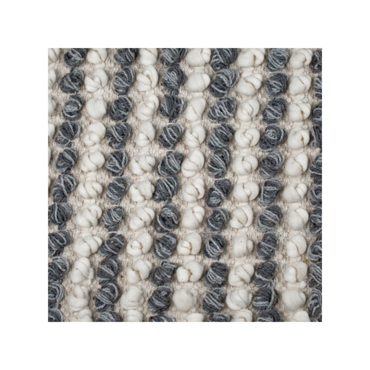 Tapis 60 x 80 cm tissu texturé petits pompons avec franges bicolores - MARINE