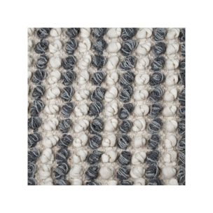 Tapis 60 x 80 cm tissu texturé petits pompons avec franges bicolores - MARINE