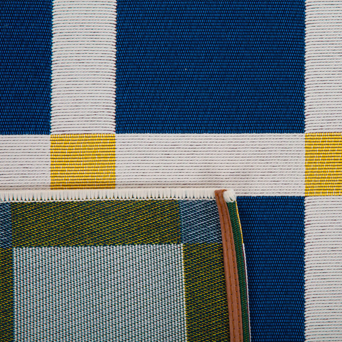 POSITANO - Tapis intérieur/extérieur à motif damier bleu