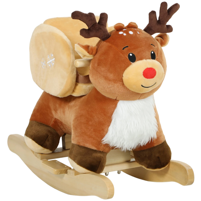 Cheval à bascule enfant jouet à bascule renne siège ceinture réglable effets sonores