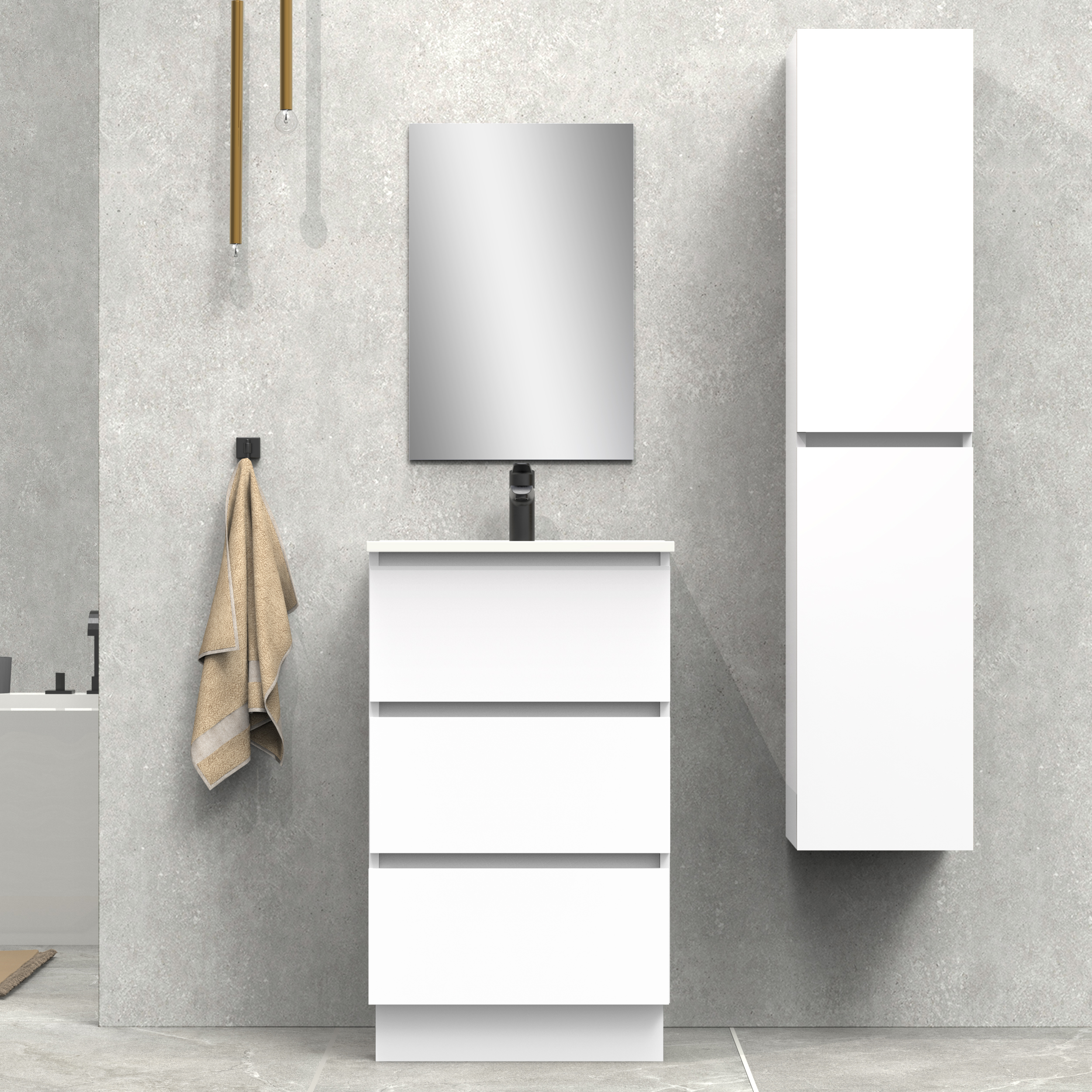 Ensemble de salle de bain IRONA 3C, 50cm, comprend lavabo et miroir