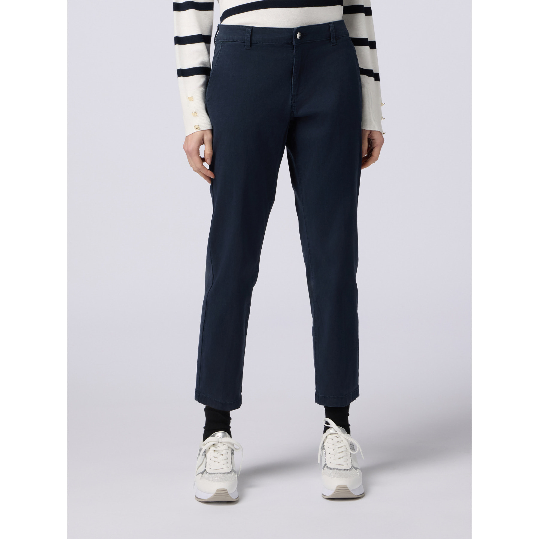 Oltre - Pantaloni chino misto tencel - Blu