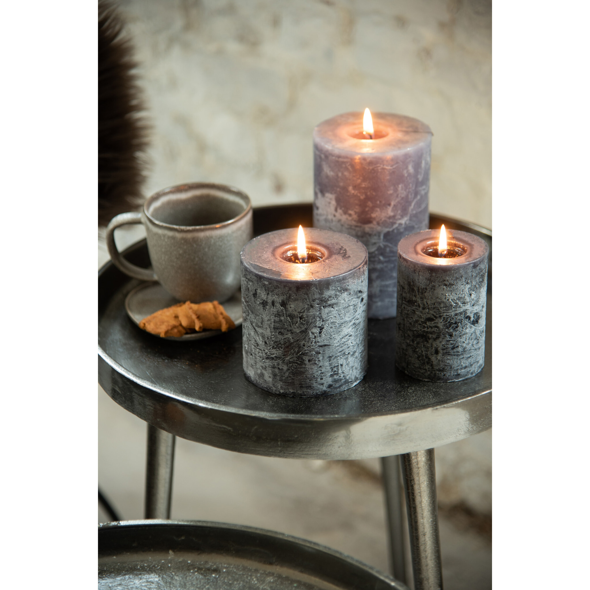 J-Line bougie cylindrique Granit - large - 52H - 6 pcs