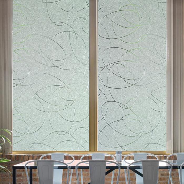 Rouleau occultant vitrostatique lignes design pour fenêtre au mètre - Film Anti Regard Electrostatique Occultant Vitre Anti UV