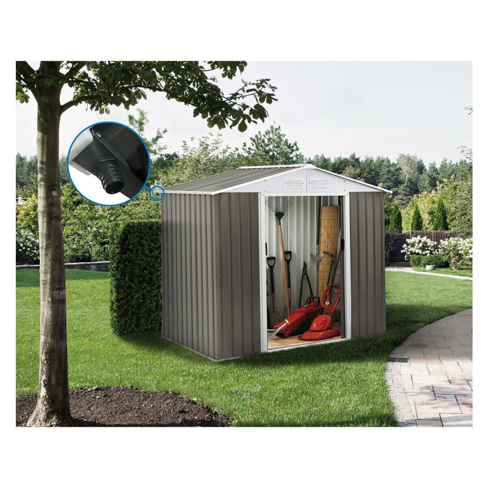 Abri jardin métal "Dallas"  - 5,29 m² avec gouttière - Taupe