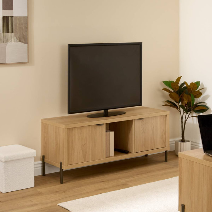Meuble TV Alvo rectangulaire 39,5x122,5cm 2 portes beige