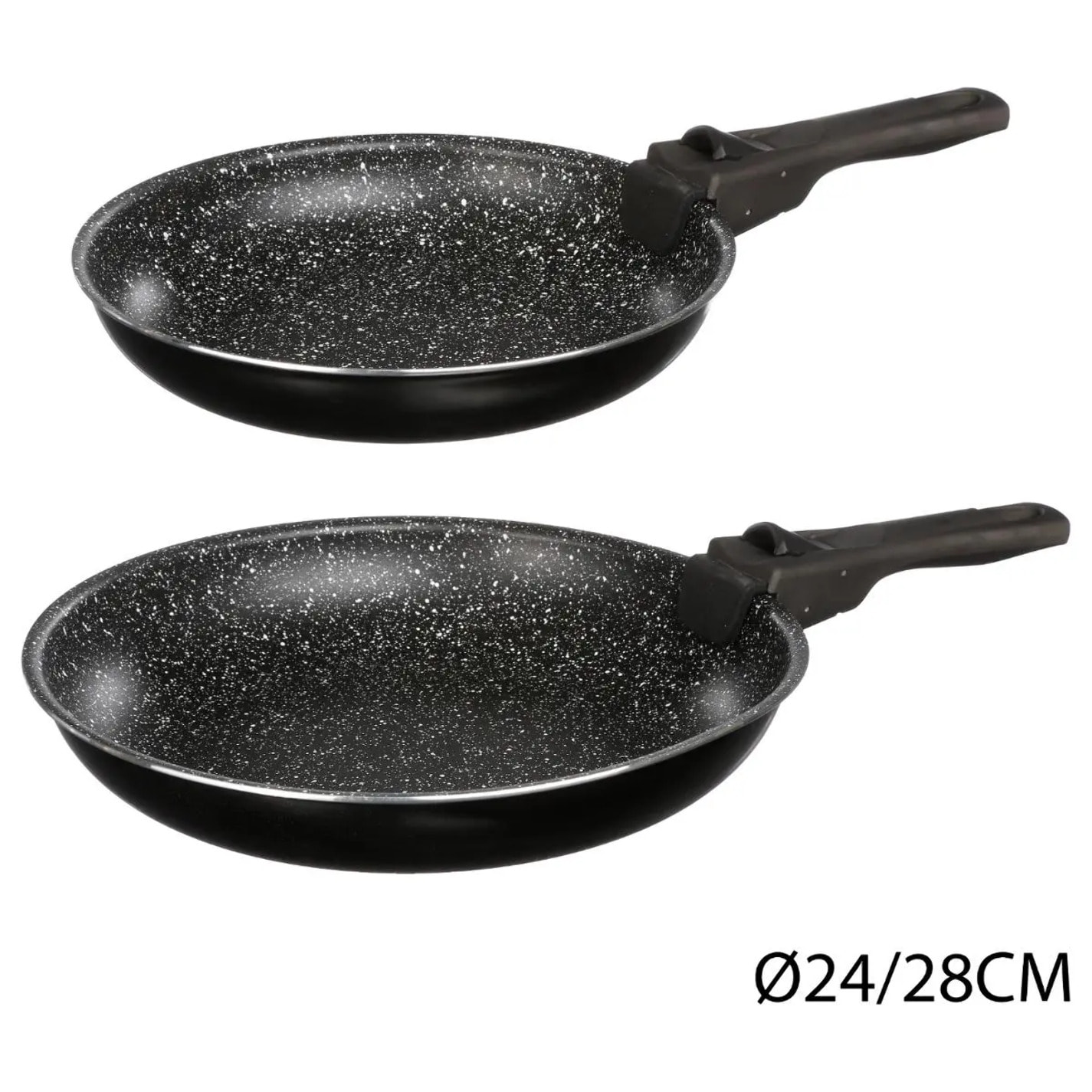 2 poêles aluminium poignée amovible 24/28cm