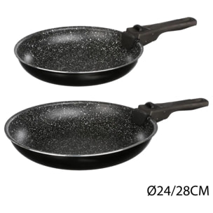 2 poêles aluminium poignée amovible 24/28cm