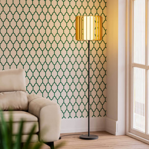 FORLIGHT Viva Pie de Salón en negro y madera clara para bombilla E27