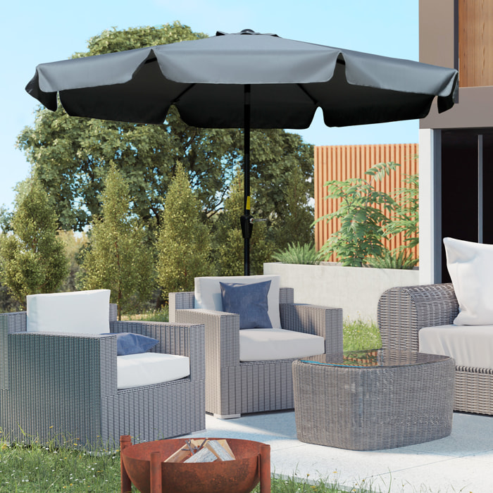 Sombrilla Terraza Exterior Ø266 cm Sombrilla de Jardín Inclinable con Protección UV50+ Poste de Aluminio y Manivela Parasol para Patio Terraza Gris Oscuro