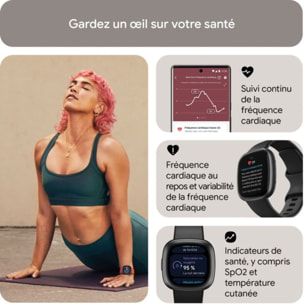 Montre santé FITBIT Versa 4 Aluminium Graphite et Noir