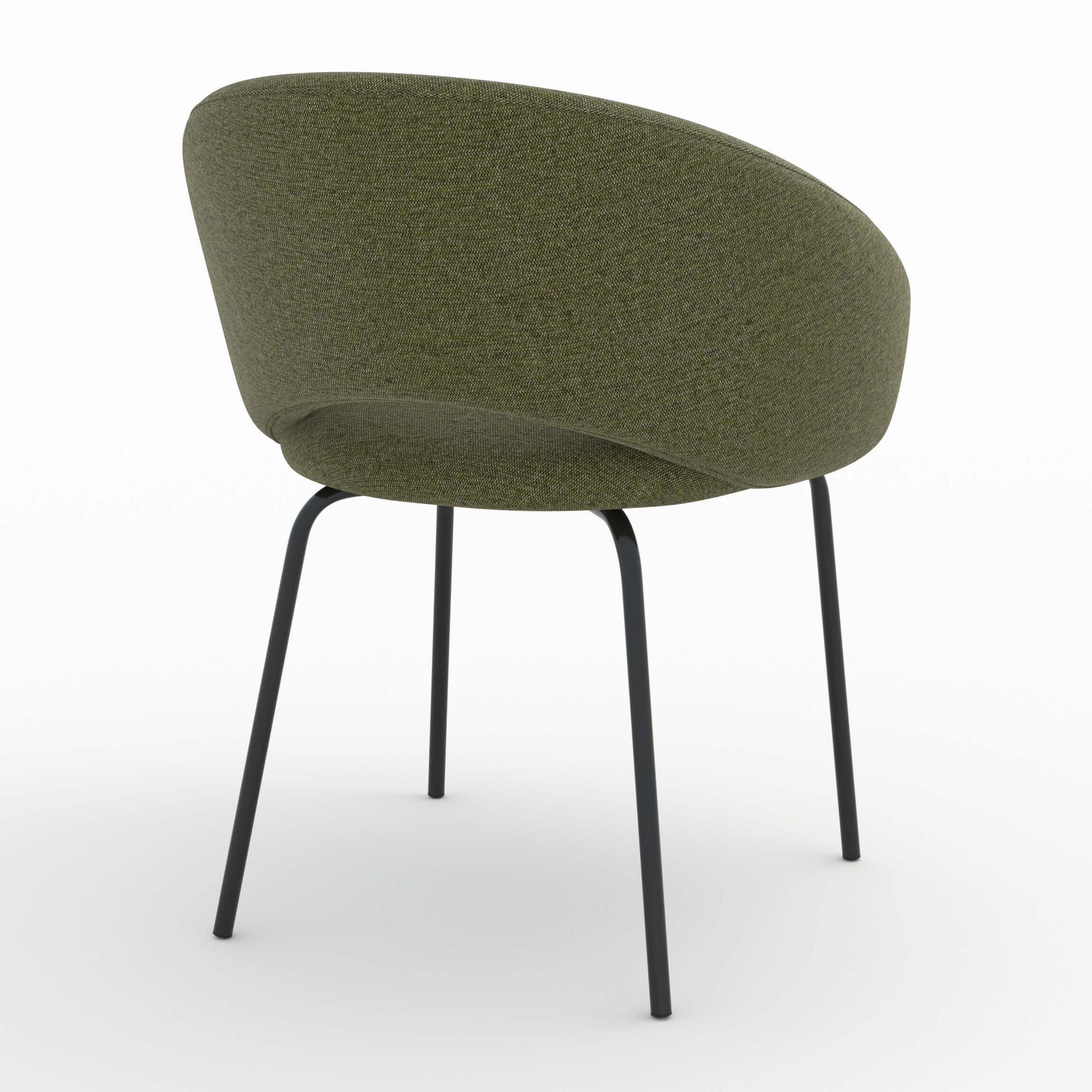 Chaise en tissu vert chiné et pieds noirs - Milly