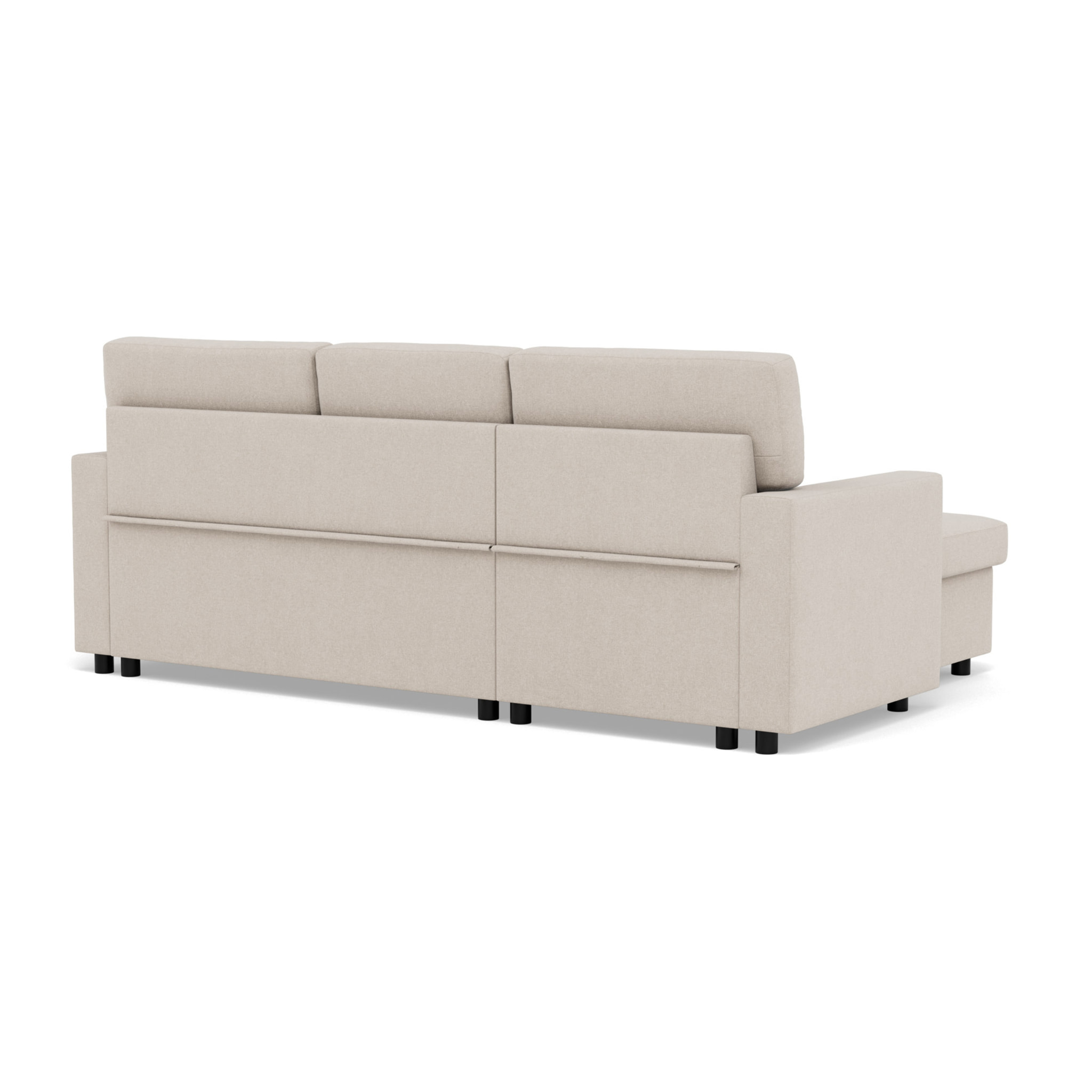 Meiya - canapé d'angle réversible 4 places convertible avec coffre en tissu - Beige