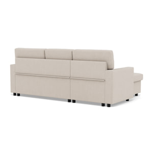 Meiya - canapé d'angle réversible 4 places convertible avec coffre en tissu - Beige
