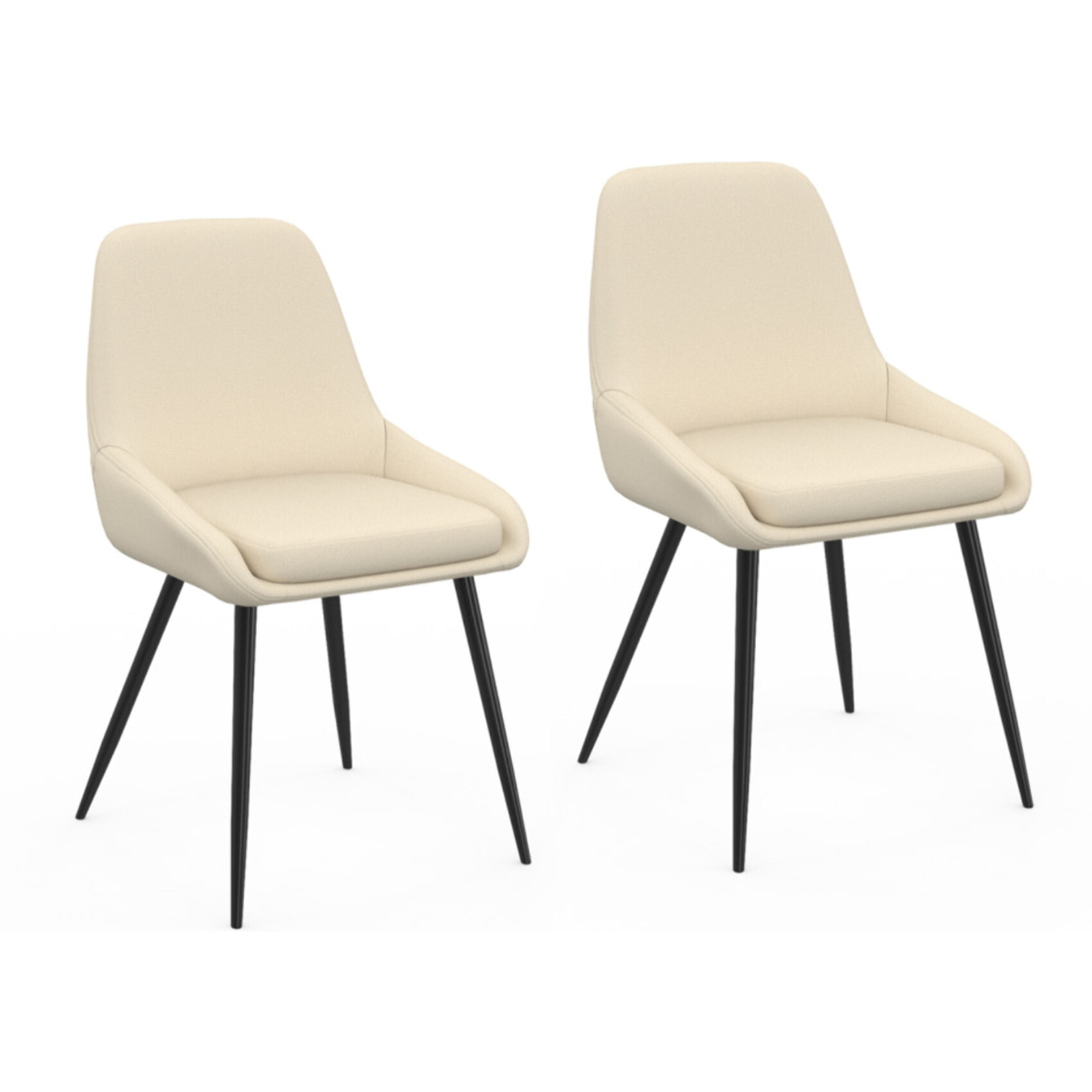 Chaises Ornella tissu beige pieds métal noirs - lot de 2