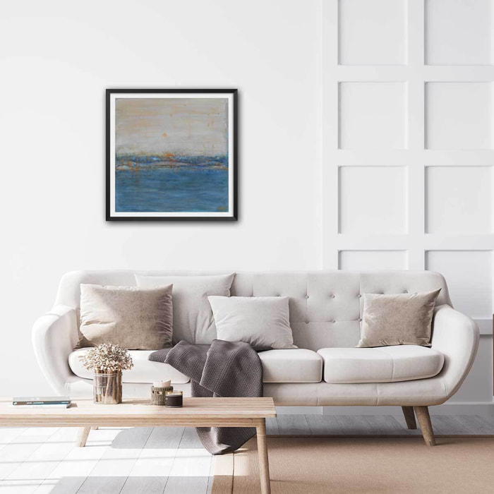 Affiche abstrait rivage d'or Affiche + cadre en bois - Noir