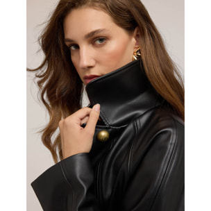 Motivi - Giubbotto lungo in tessuto spalmato - Nero