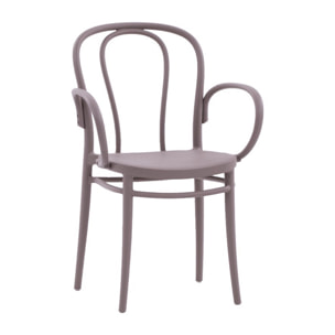 Set di 2 sedie NEWCASTLE in polipropilene tortora con braccioli, impilabili