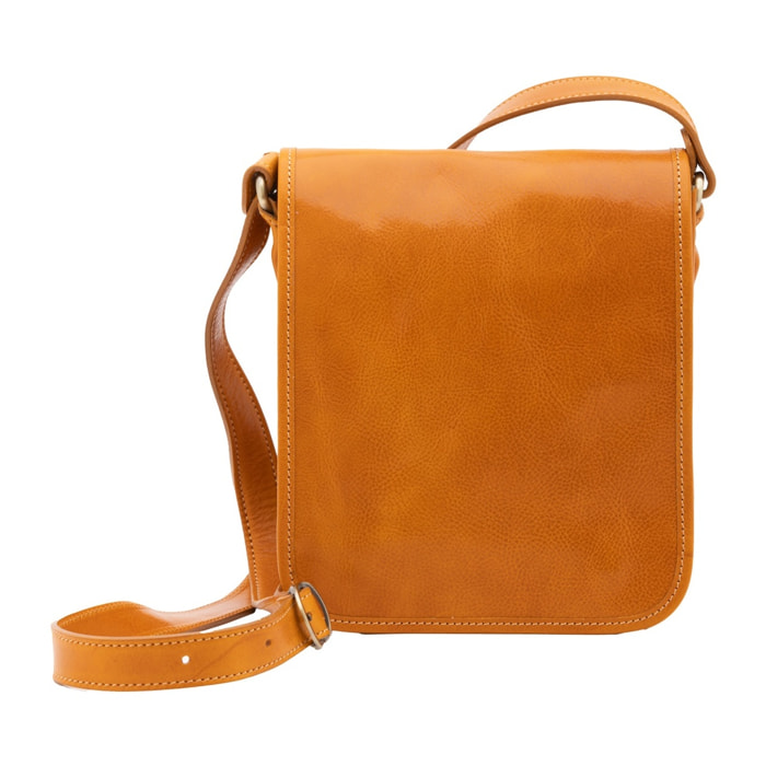 Borsa a tracolla uomo in vera pelle - Modello False - Made in Italy - 23.0 x 20.0 x 9.0 cm