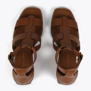 Sandali tacco effetto legno