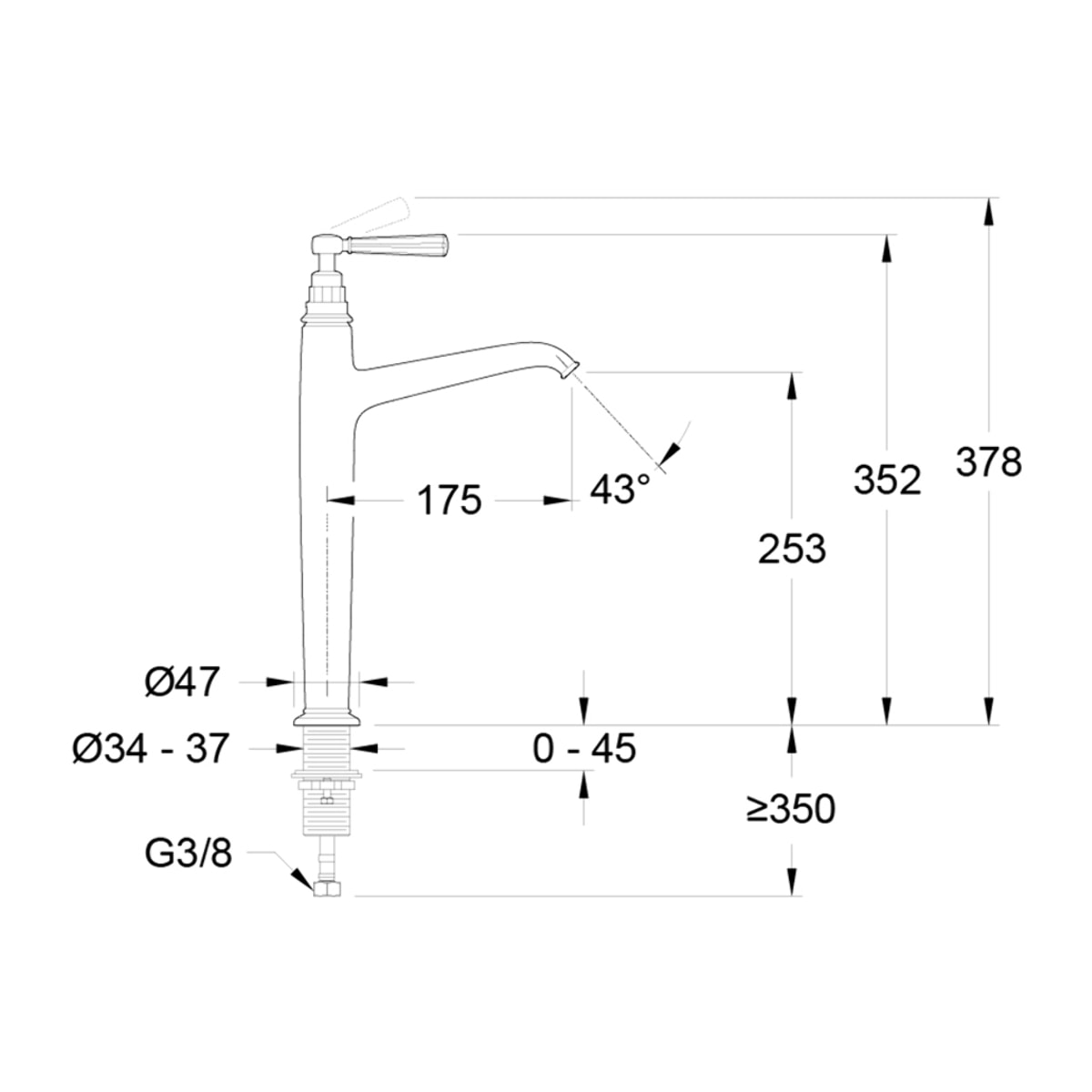 Mitigeur lavabo haut Cléo 1889 chrome