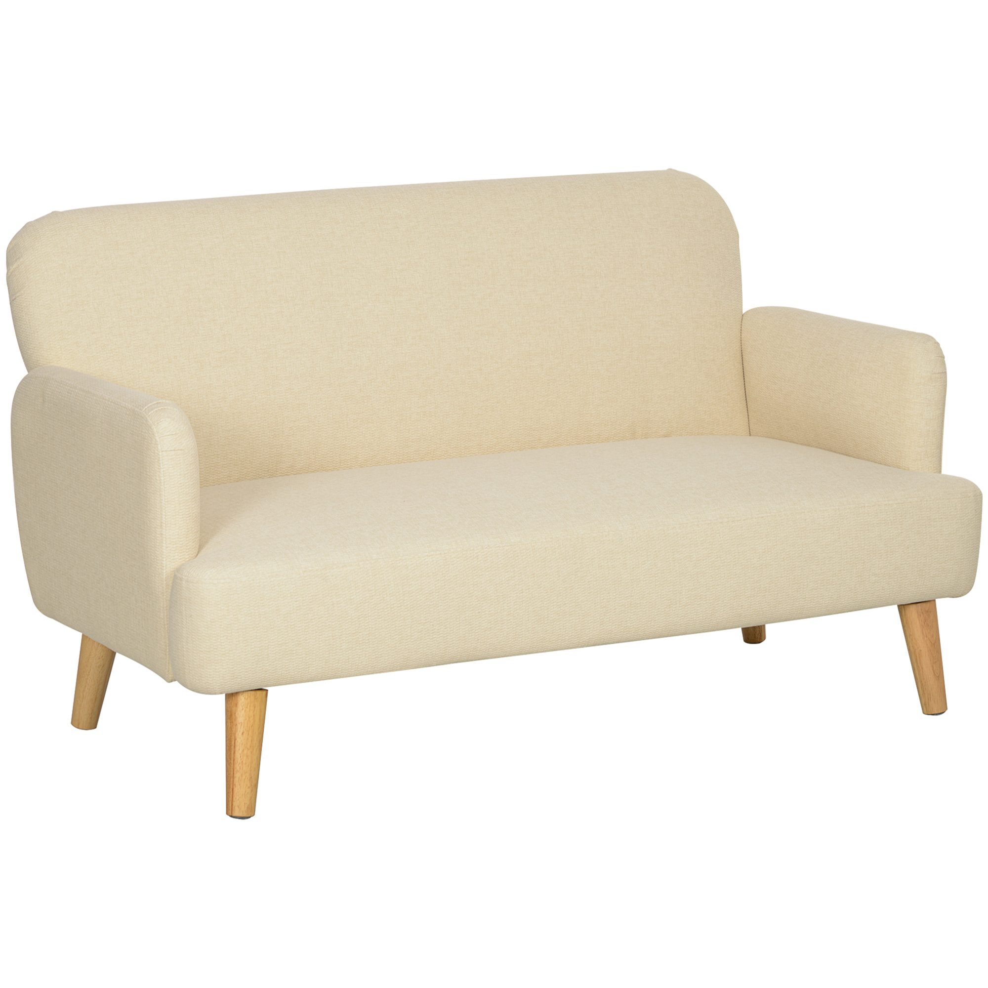 Sofá de 2 Plazas de 140 cm, Sofá de Salón Compacto, Tapizado en Terciopelo, Patas de Madera de Caucho, para Sala de Estar, Dormitorio u Oficina, Blanco