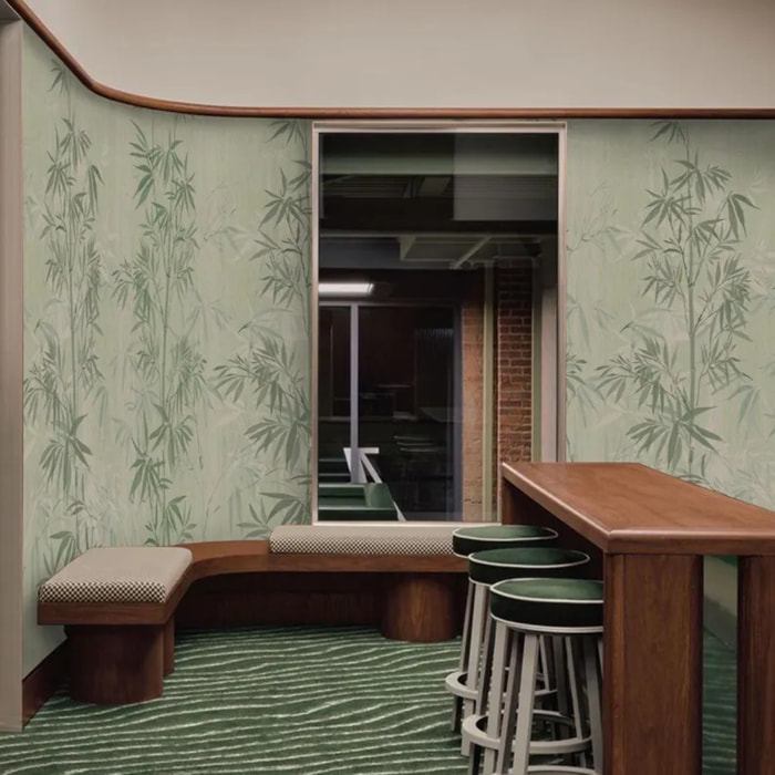 Carta da Parati Foresta di Bambù in Stile Acquerello Giapponese