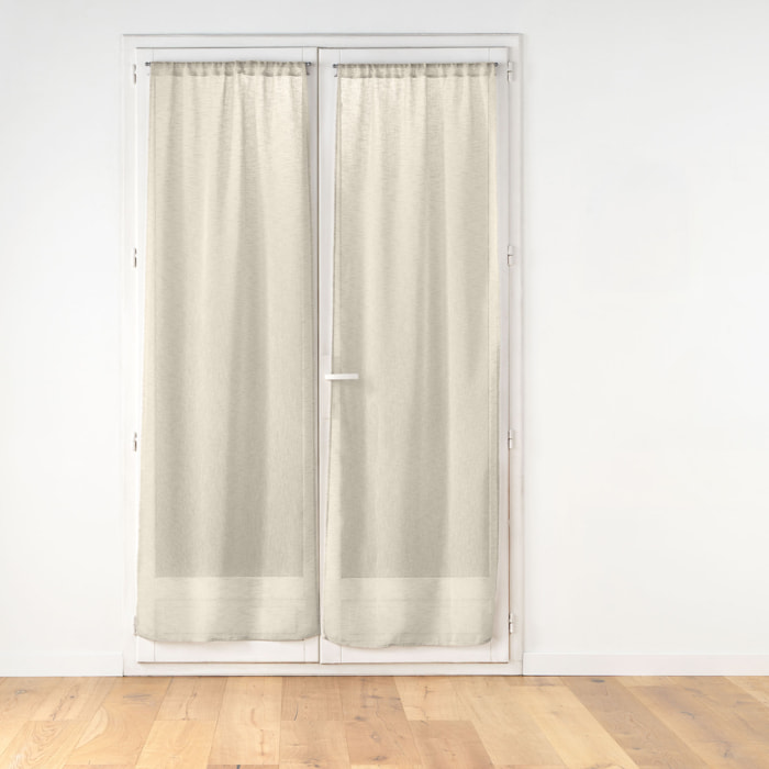 Paire de voilages passe-tringle en voile tissé pour porte-fenêtre - Lin