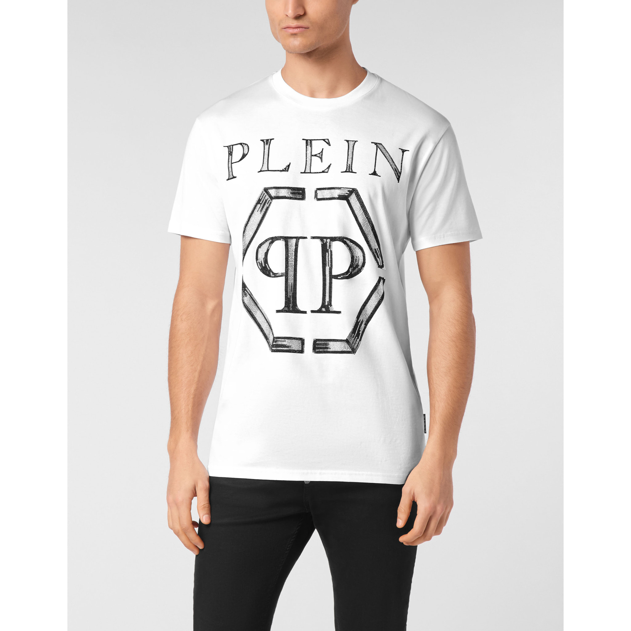 PHILIPP PLEIN Camiseta de cuello redondo y manga corta HEXAGON