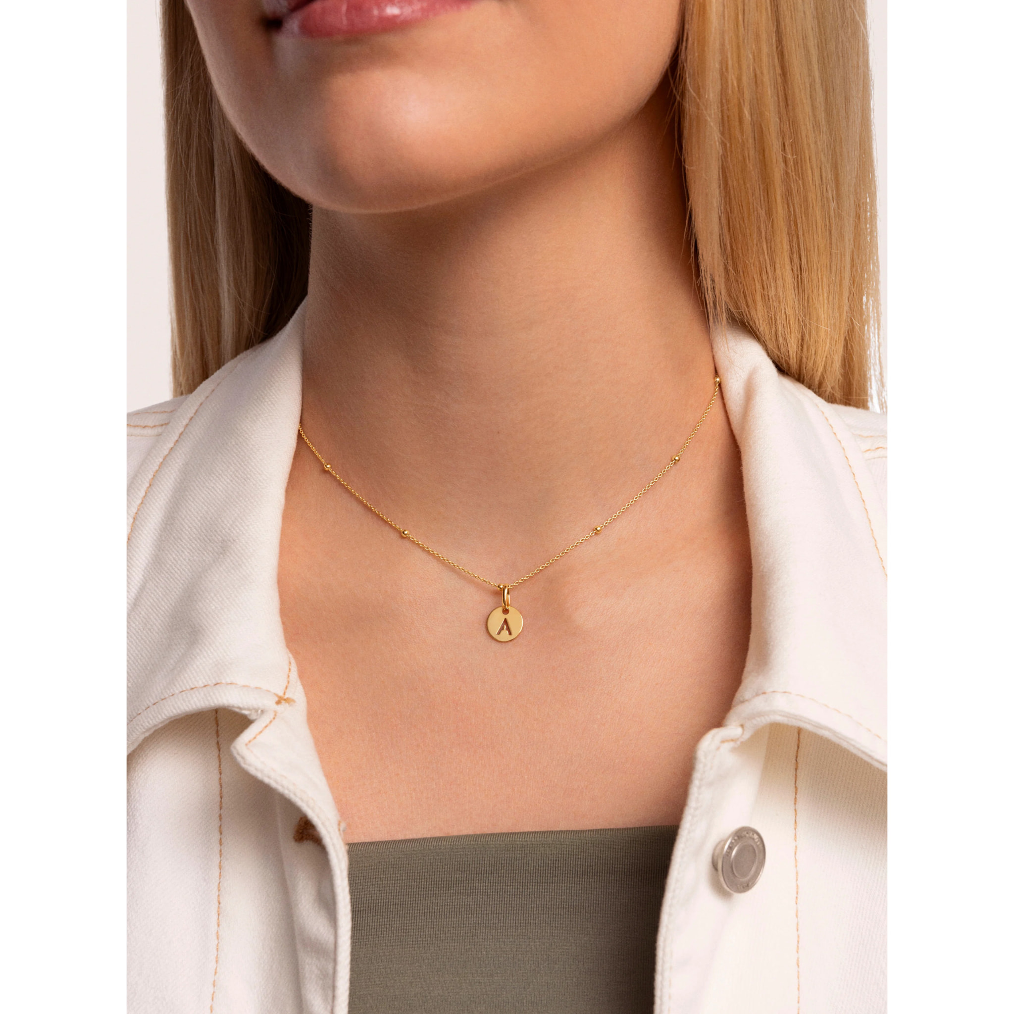 Mini collana a medaglione in Argento Placcato Oro