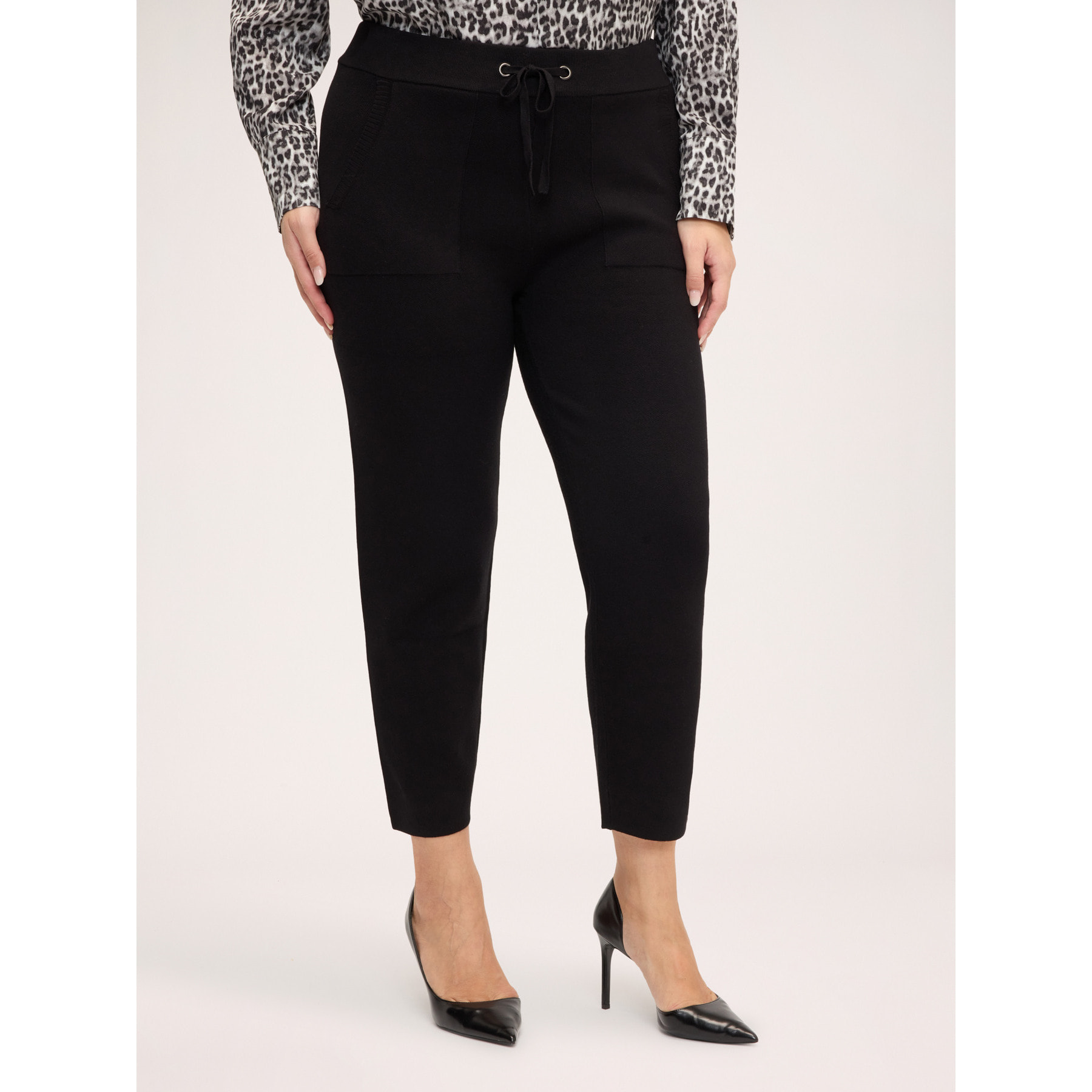Fiorella Rubino - Joggers in maglia fine misto viscosa - Nero