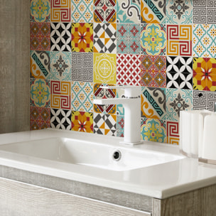 Stickers muraux - Sticker Mural Carrelage adhésif Cuisine Salle de Bain - 15 STICKERS CARRELAGES AZULEJOS MOSAÏQUE MULTICOLORE