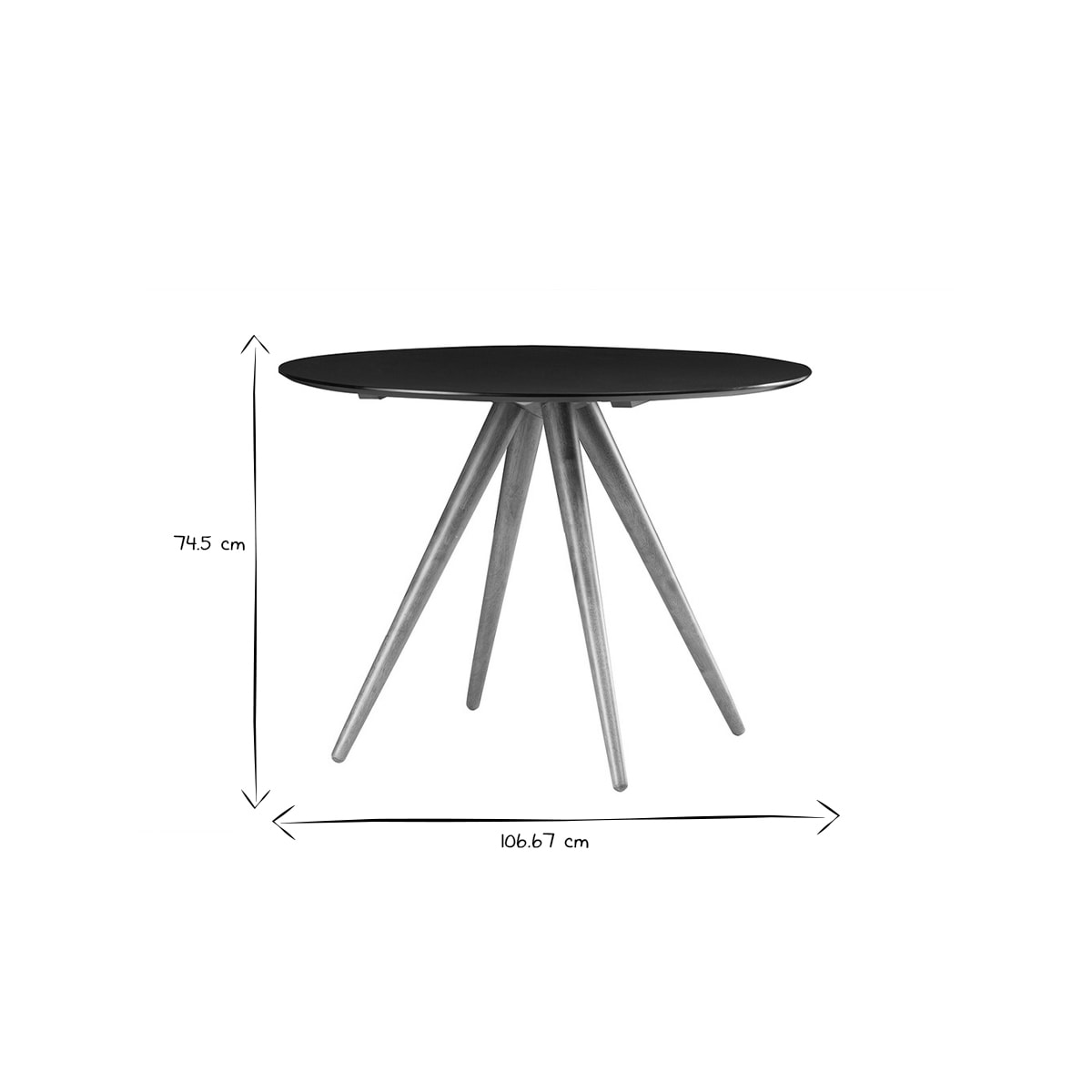 Table à manger ronde design noyer et noir D106 cm WALFORD