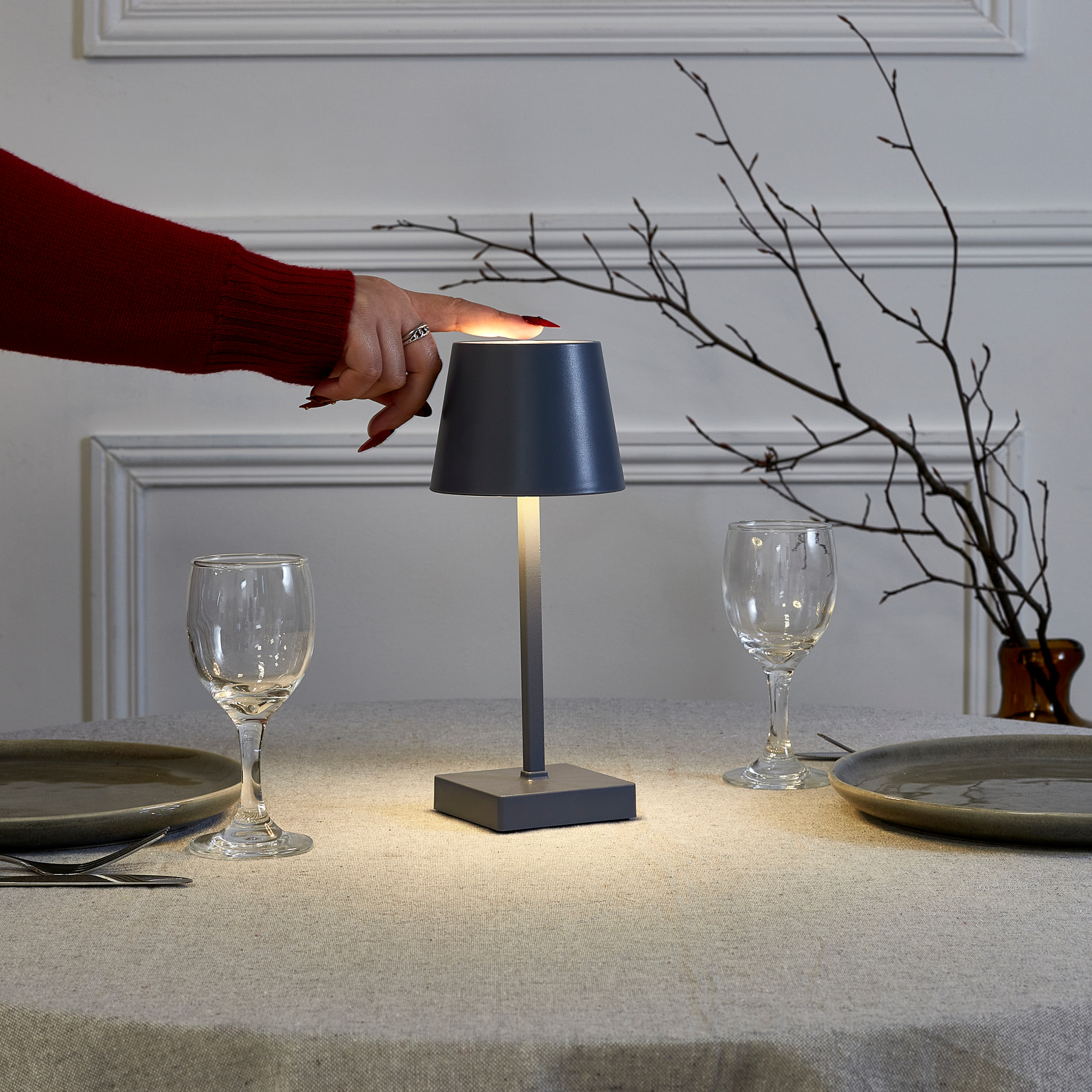 Lampe Led De Table Tactile Gris