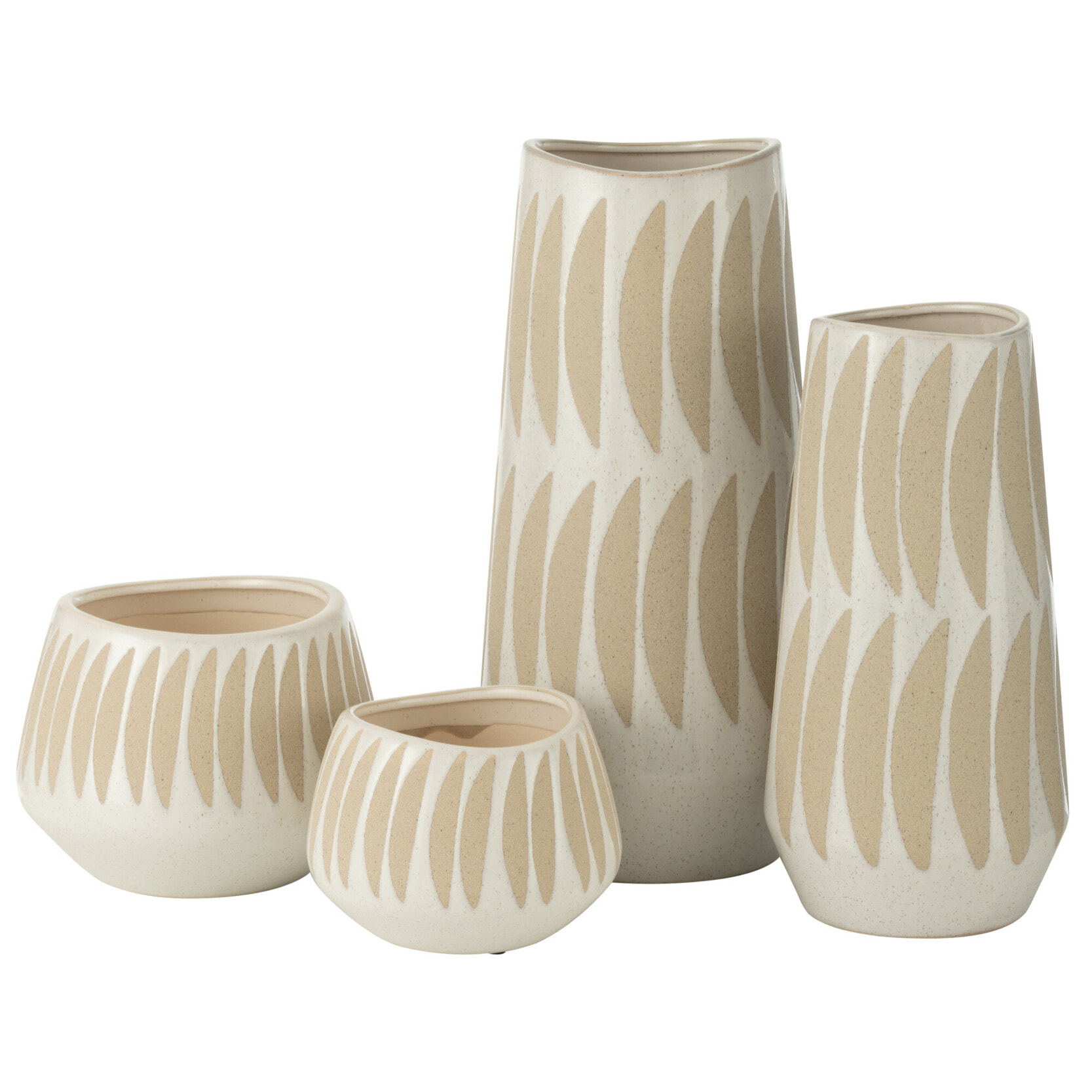 J-Line vase Kai - céramique - beige/blanc - large - 40 cm de hauteur