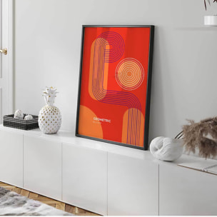 Affiche encadrée géométrique design rouge violet Affiche + cadre en métal - Noir