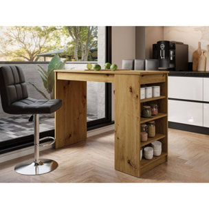 Drazic - table de bar avec rangements - effet bois - de 2 à 4 personnes - Bois