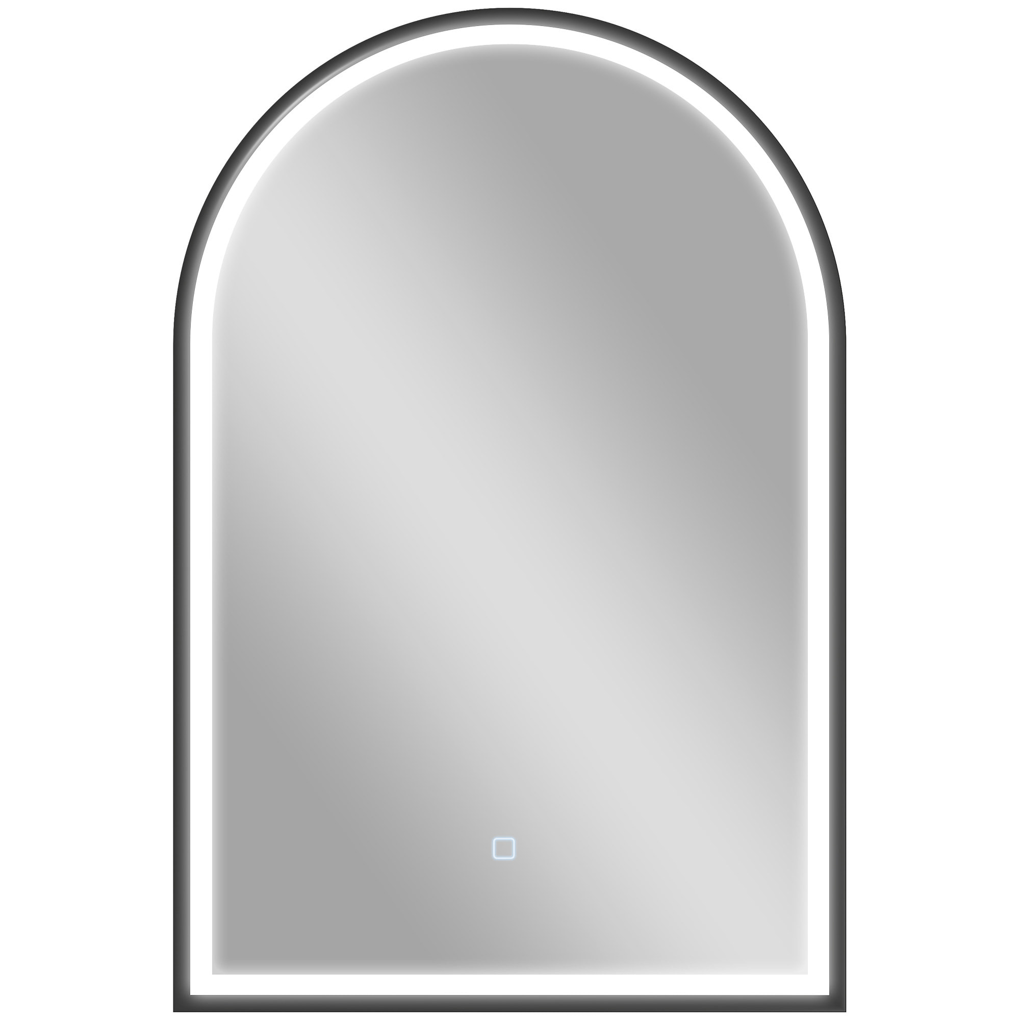 Miroir salle de bain LED design arche 60 x 90 cm anti-buée dimmable tactile réglable verre trempé alu noir