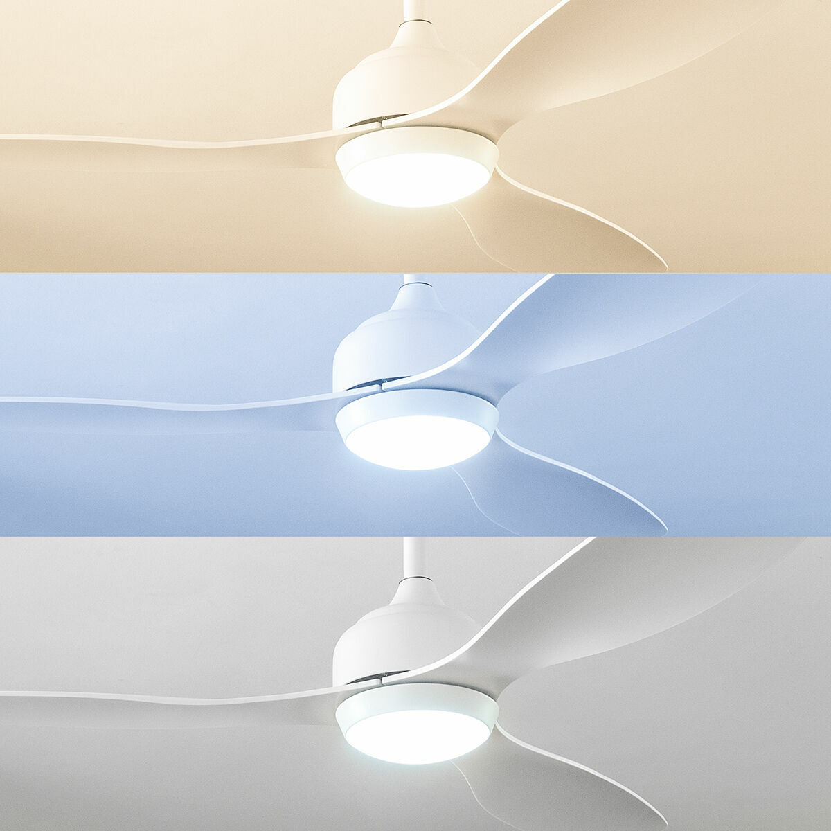 Ventilatore da Soffitto con Luce LED e 3 Pale ABS Flaled InnovaGoods Bianco 36 W 52" Ø132 cm