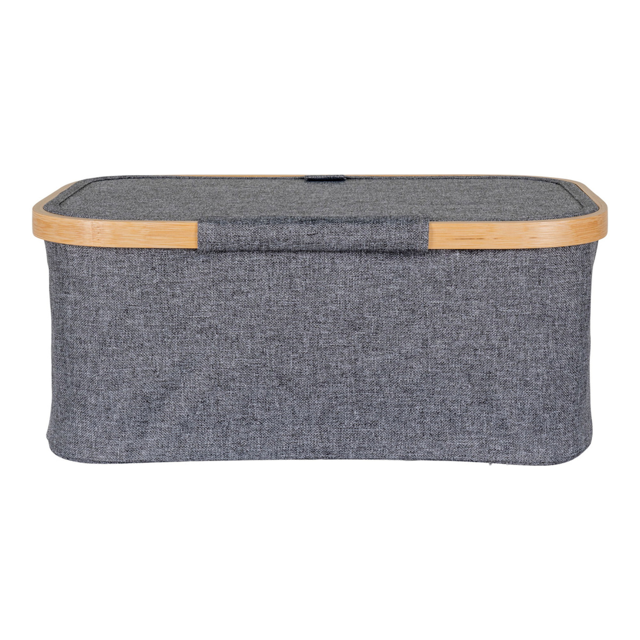 Cestino Noto in bambù e tessuto grigio scuro 38x26x16 cm