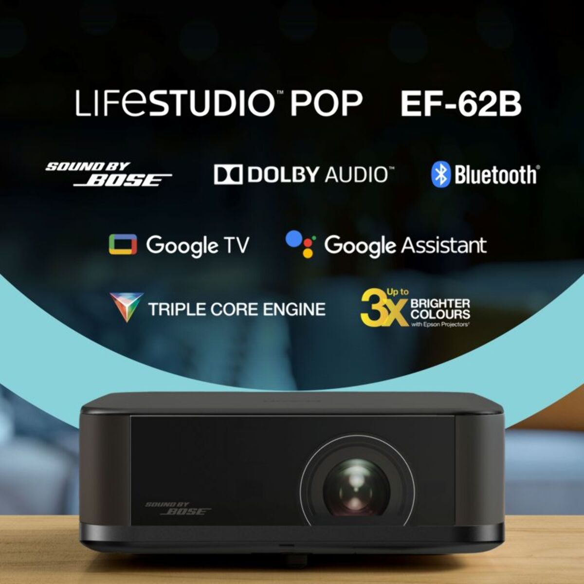 Vidéoprojecteur portable EPSON EF-62B 2025, son signé Bose