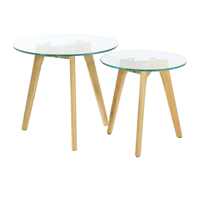 Tables Gigognes En Verre Trempe Plateau Rond X2