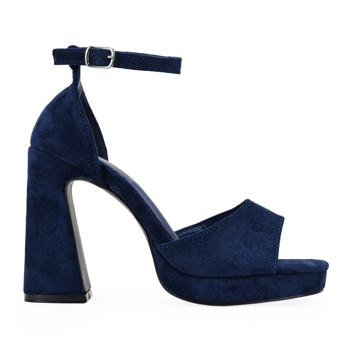 Sandalias de fiesta azules con tacón y talonera