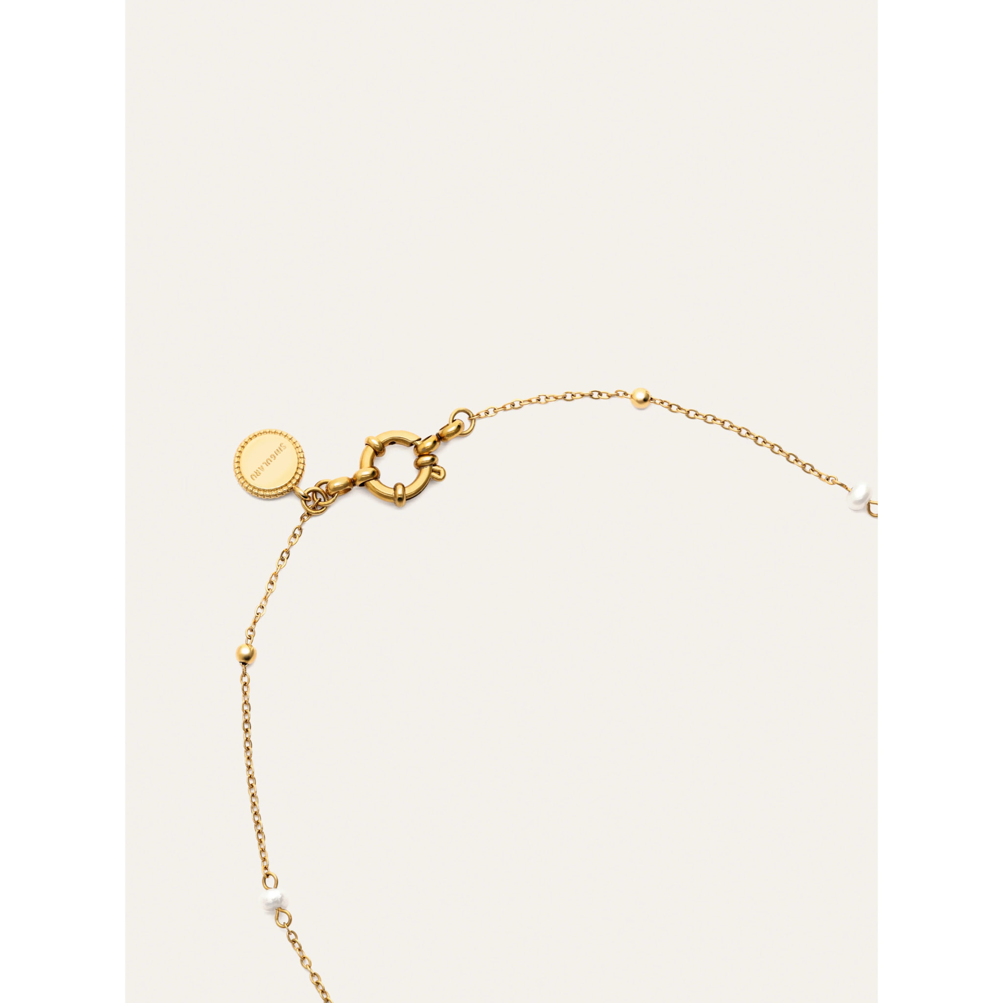 Collana Long Pearl Dots Acciao Placcato Oro