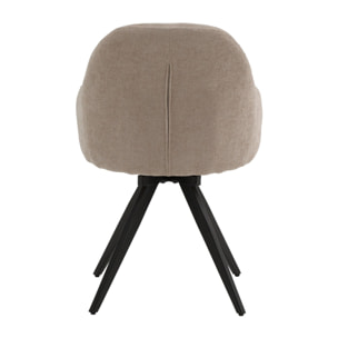 Set di 2 sedie girevoli COVENT in tessuto beige e gambe in metallo nero, con braccioli