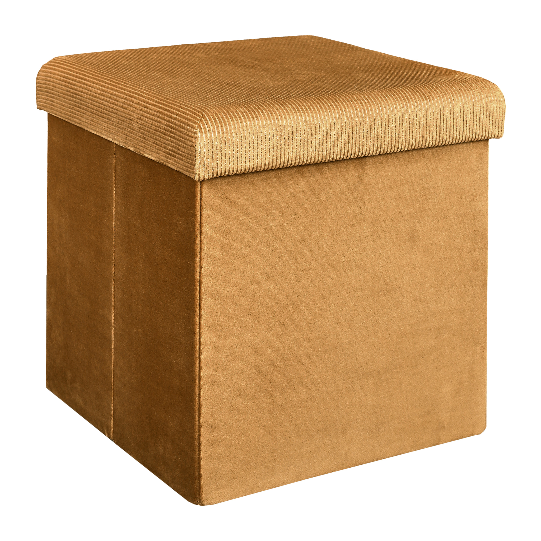 Coffre Pouf Pliable Velours Cotele Giulia Jaune