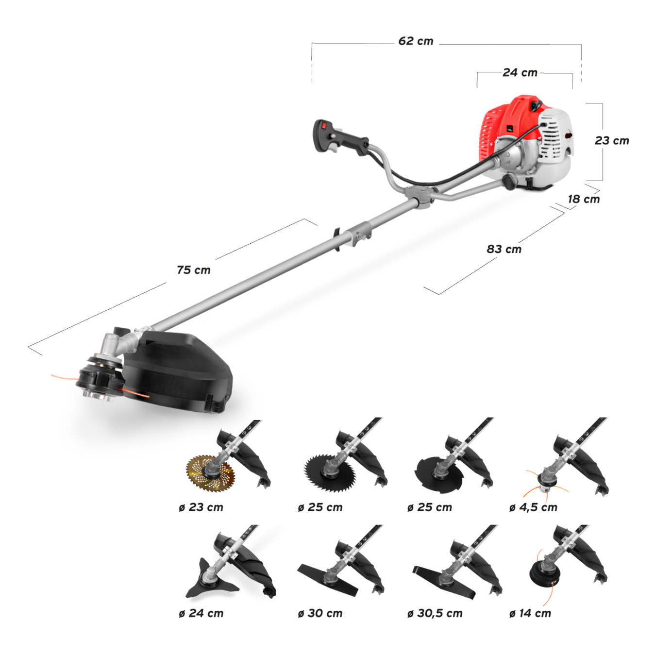 Desbrozadora de gasolina motor de 2 tiempos de 65cc y 4.9cv - Greencut GGT650X-8