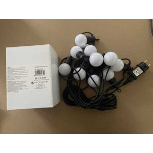 Catena in plastica da 5m con 10 lampadine a luce bianco caldo opaco