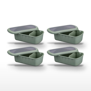 Lot de 4 Lunchbox Vertes à compartiment réglable 1 litre Fackelmann Storage