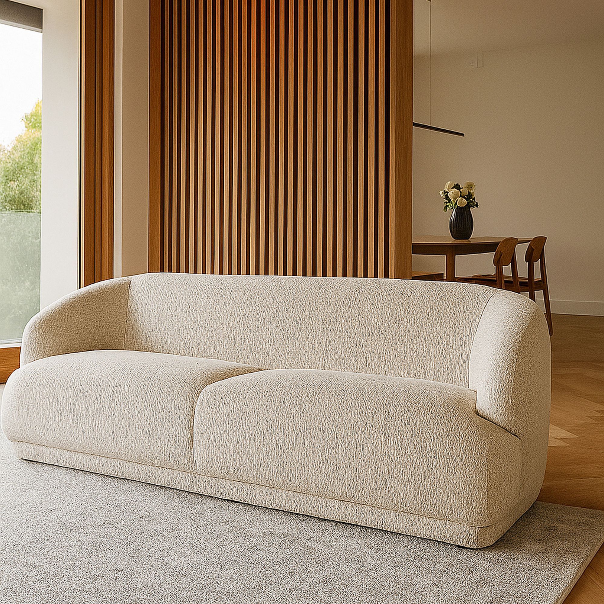 Canapé en velours cotelé crème 2 places HUTON